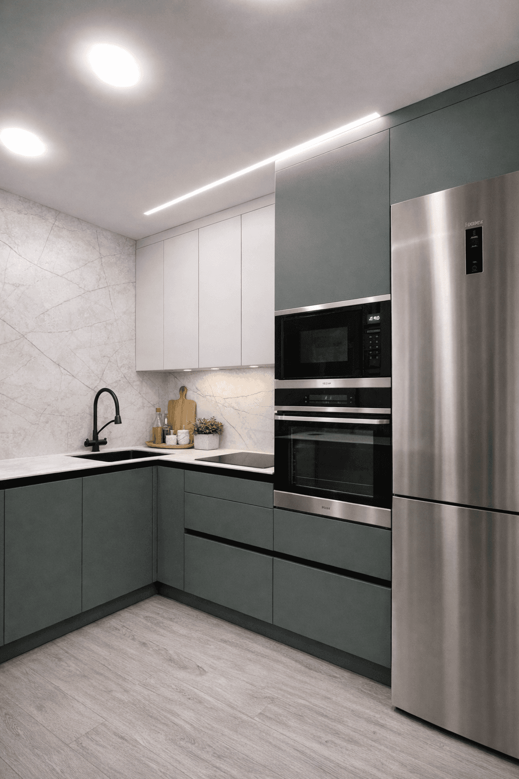 Cuisine équipée verte avec inox intégré — ArtMood