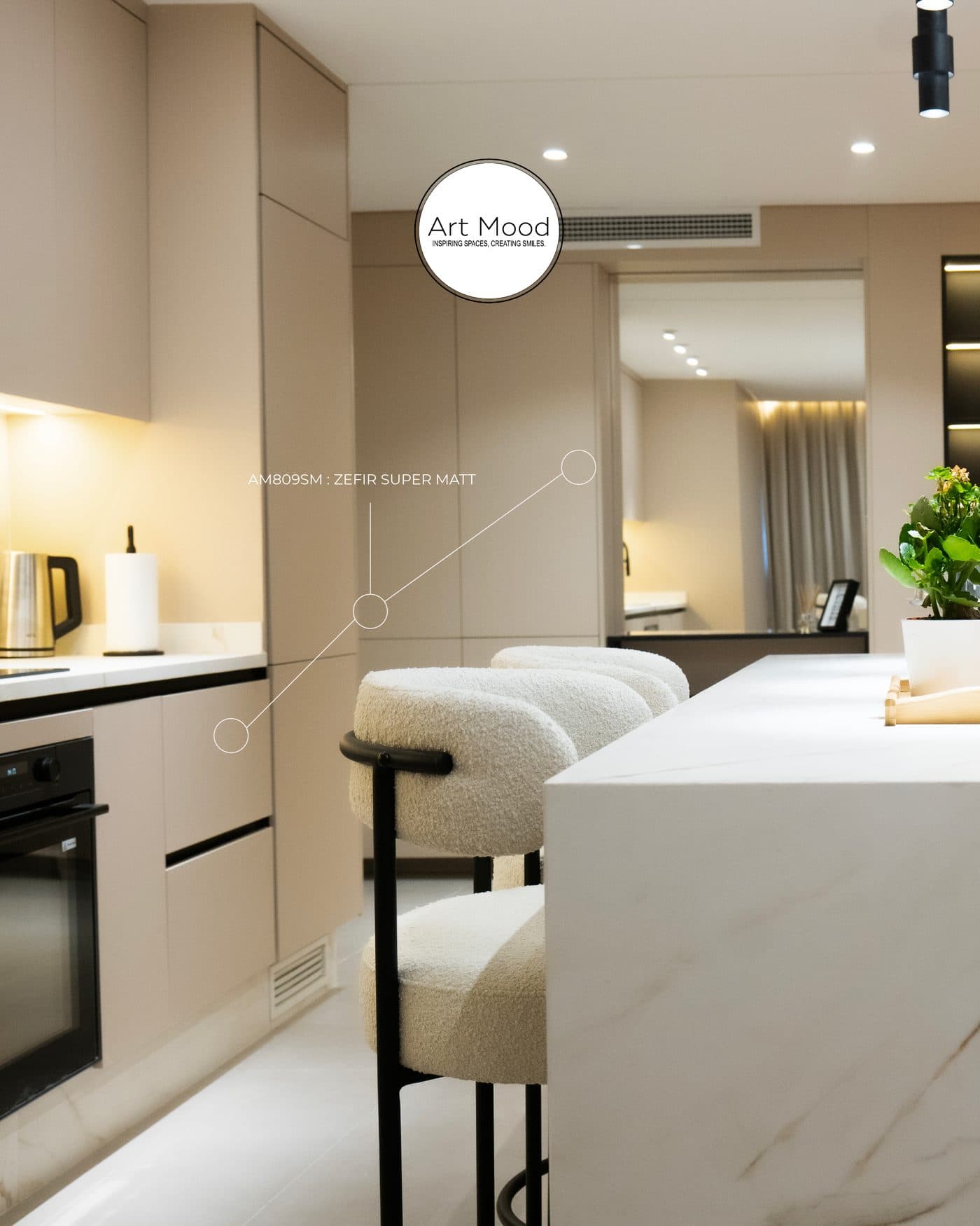 Cuisine Zefir avec bar en marbre — ArtMood Tanger